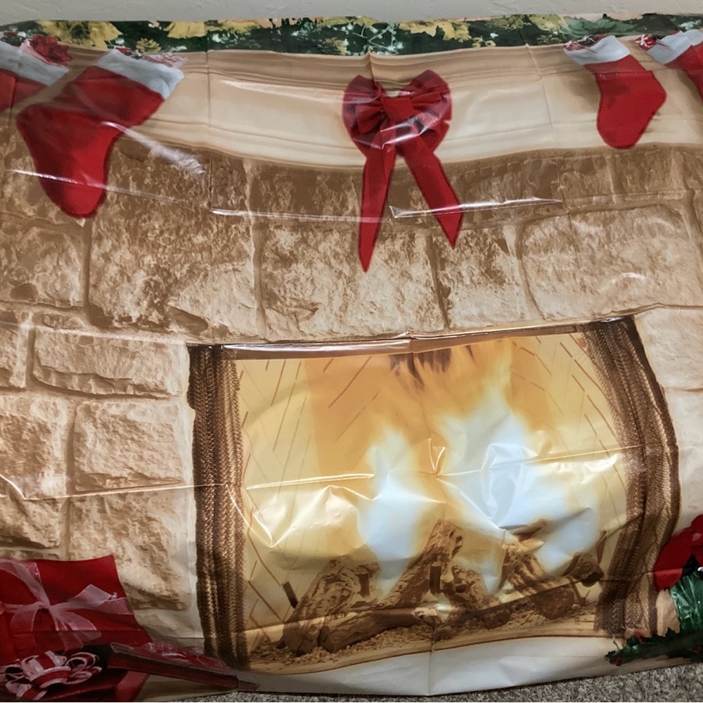 Festive Holiday Fireplace Backdrop